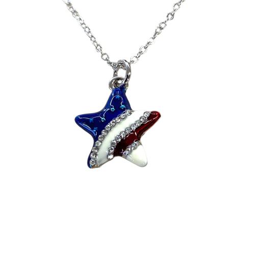 Star Necklace Red White Blue