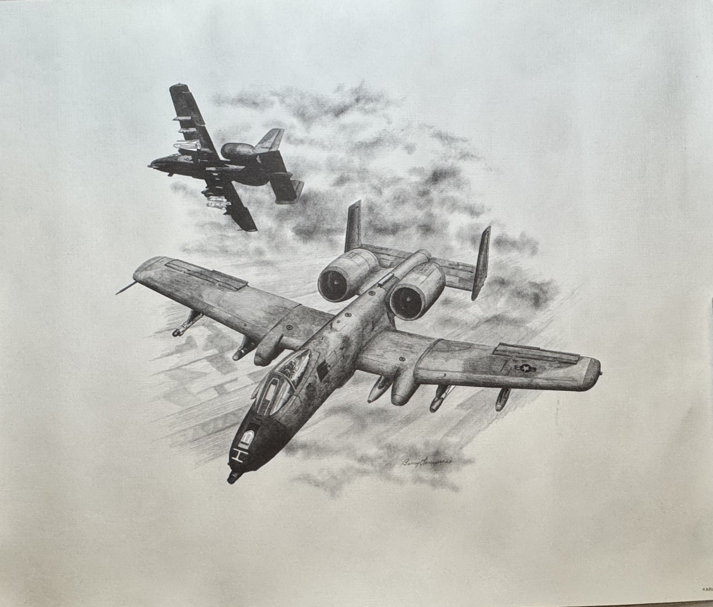 A-10 Warthog #2 Black & White 16" x 20" Print