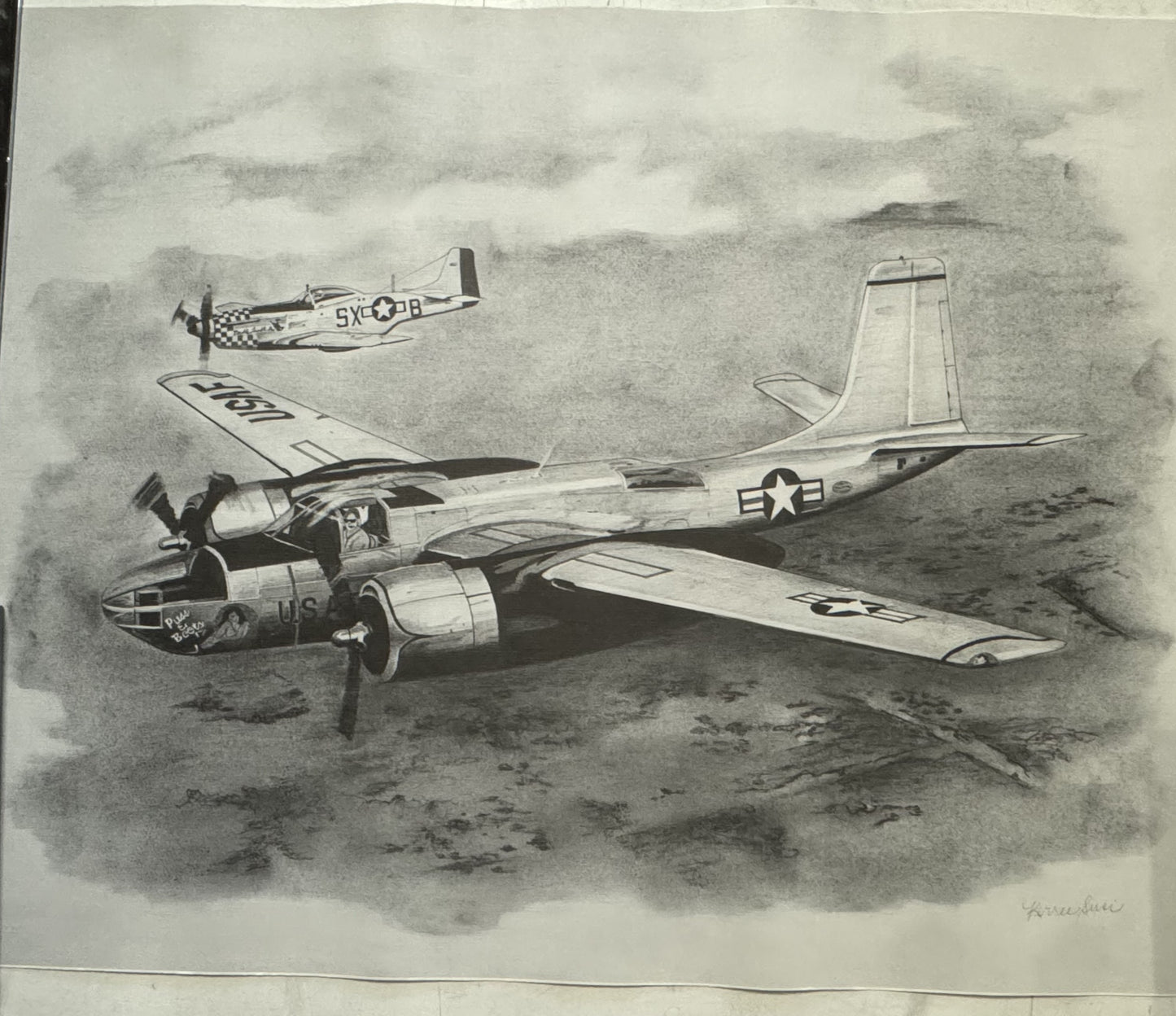 A-26 Invader Black & White 16" x 20" Print