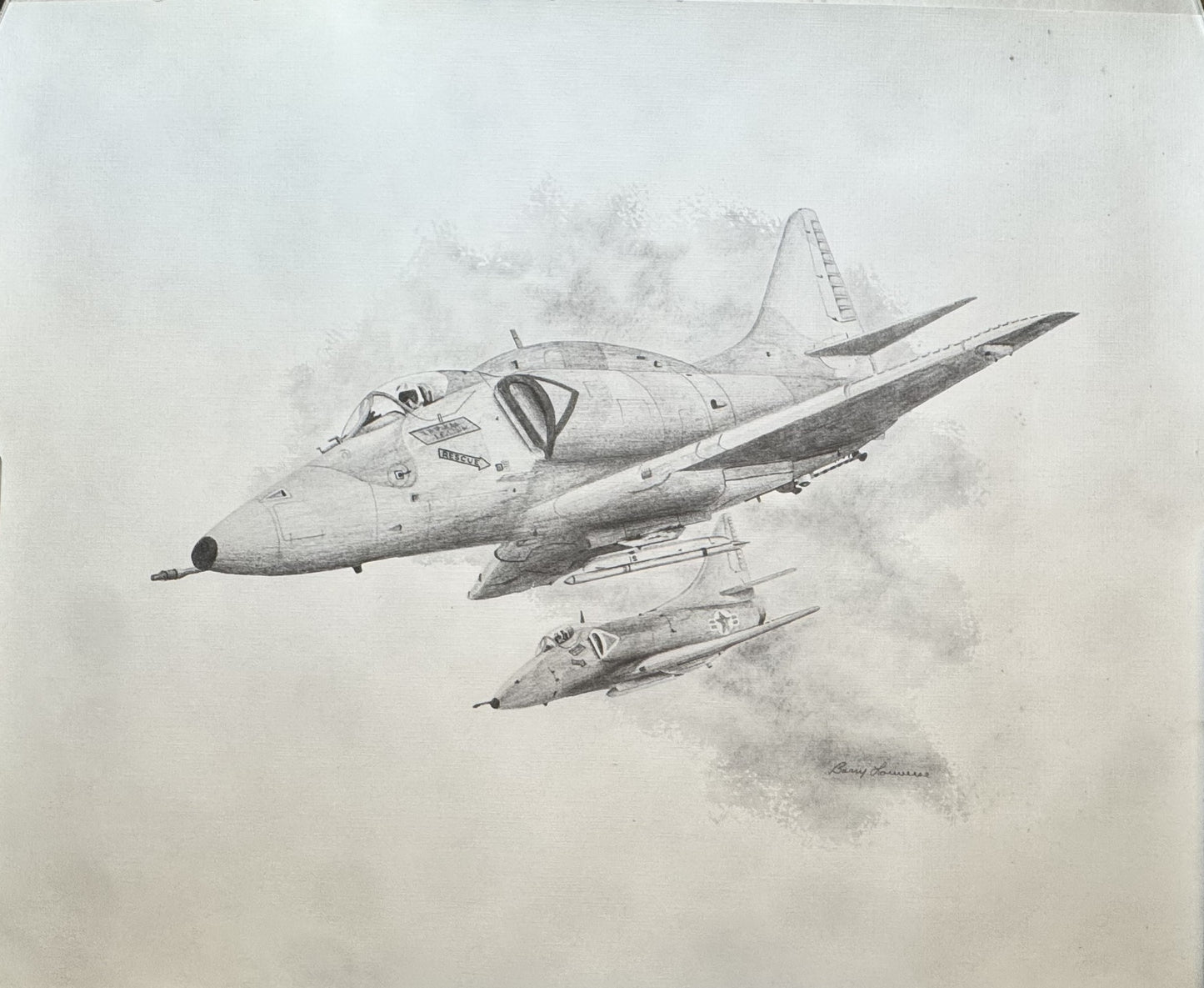 A-4 Skyhawk Black & White 16" x 20" Print