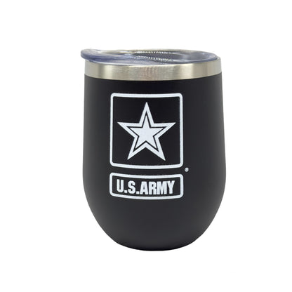 US Army Stainless Steel Stemless Wine Tumbler 11oz Matte Black