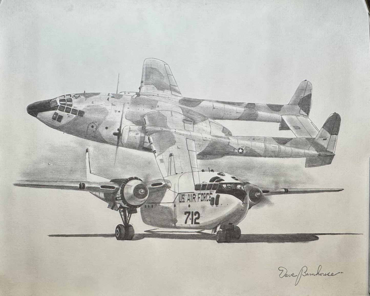 C-119 Flying Boxcar Black & White 16" x 20" Print