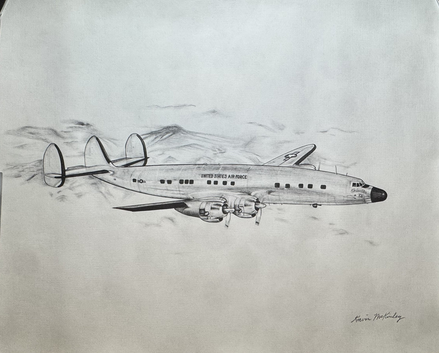 C-121 Constellation Black & White 16" x 20" Print