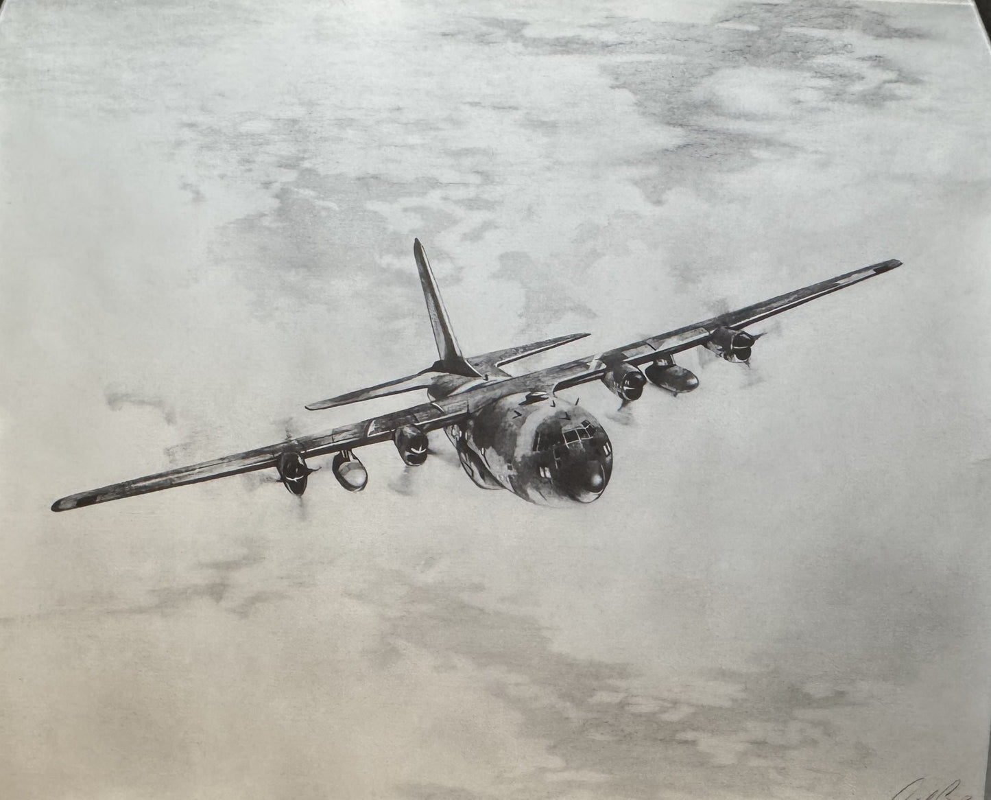 C-130H Black & White 16" x 20" Print