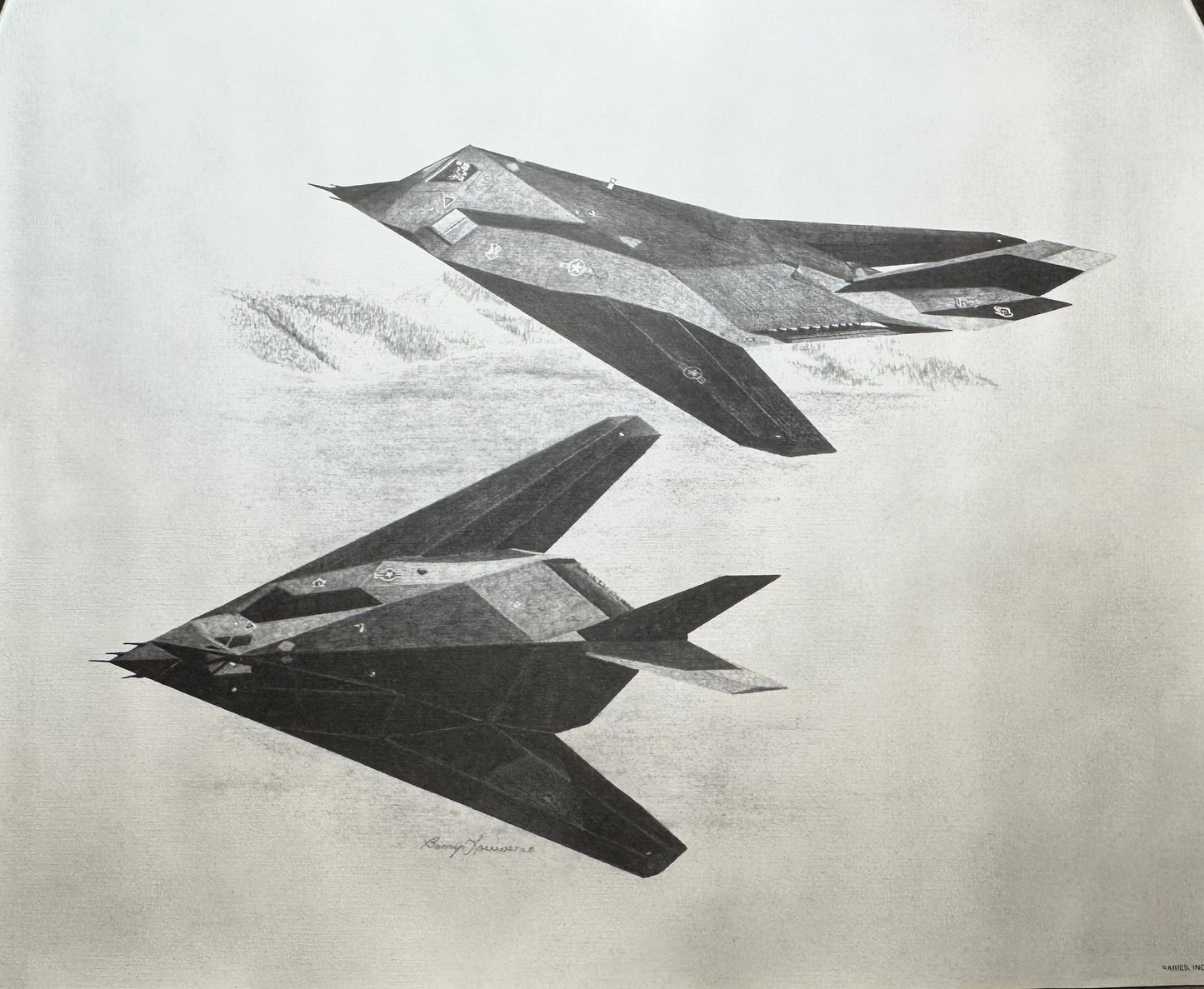 F-117 #2 Black & White 16" x 20" Print