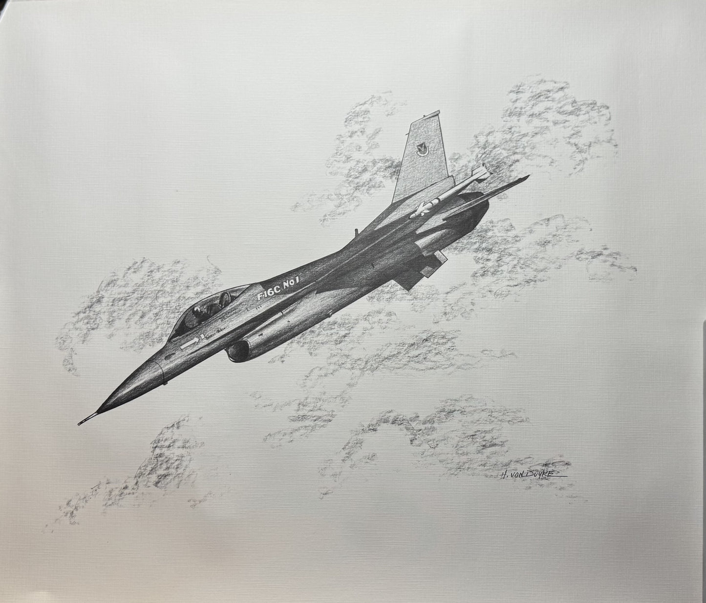 F-16 Fghting Falcon Black & White 16" x 20" Print