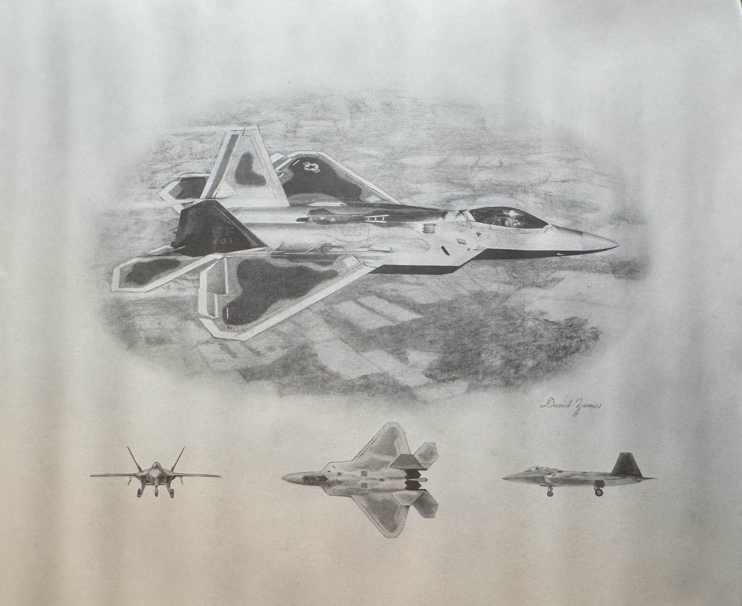F-22 Raptor Black & White 16" x 20" Print