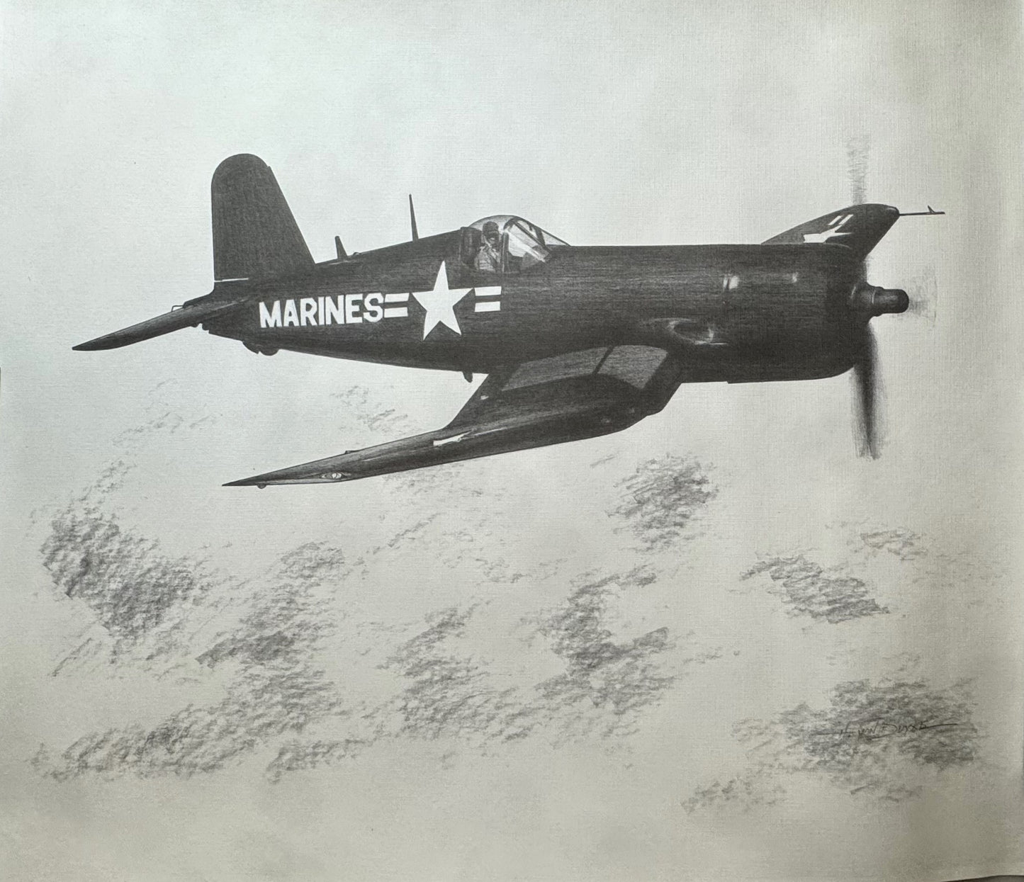 F-4U Marines Black & White 16" x 20" Print