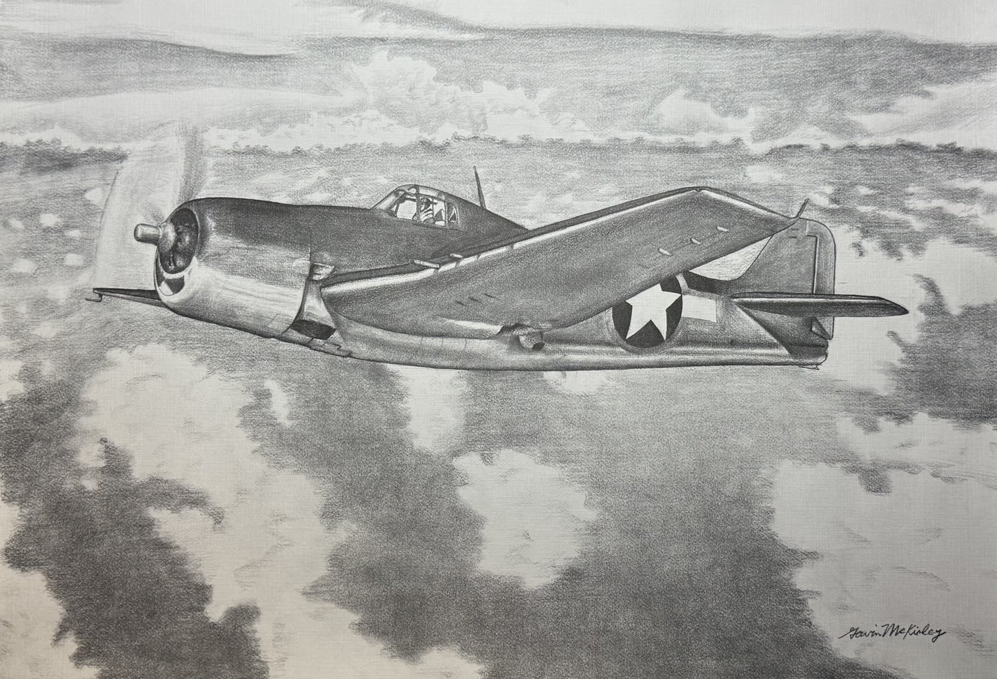 F-6F Hellcat Black & White 16" x 20" Print