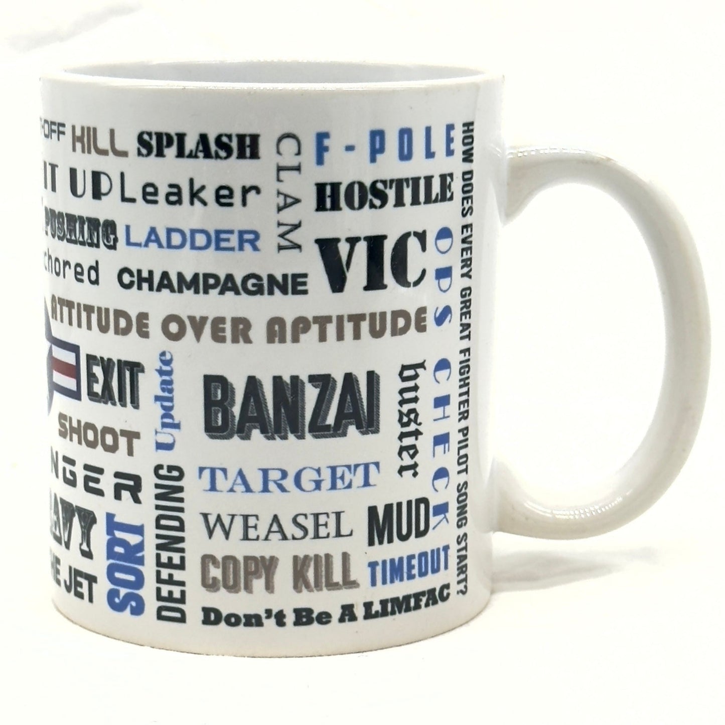 11oz White Ceramic Mug Fighter Pilot Talk Words