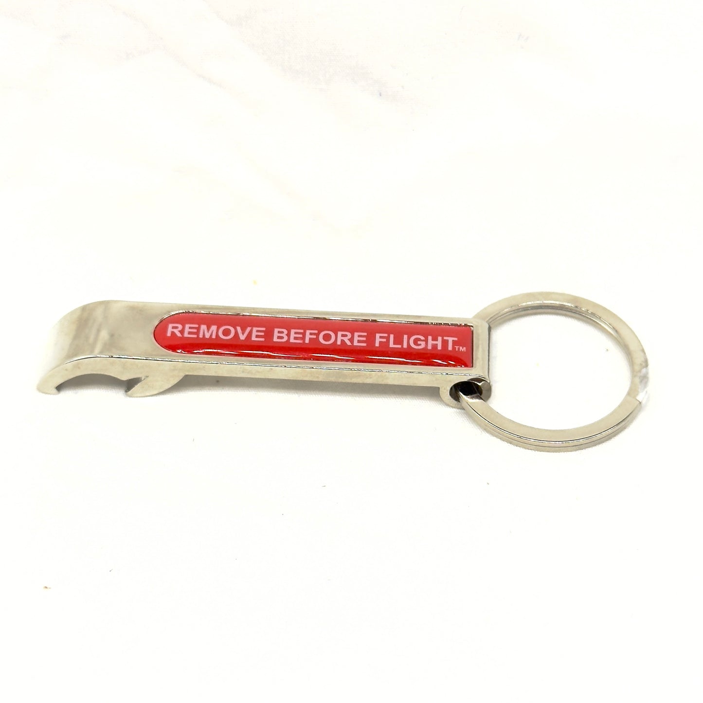 Remove Before Flight Bottle Opener Keychain