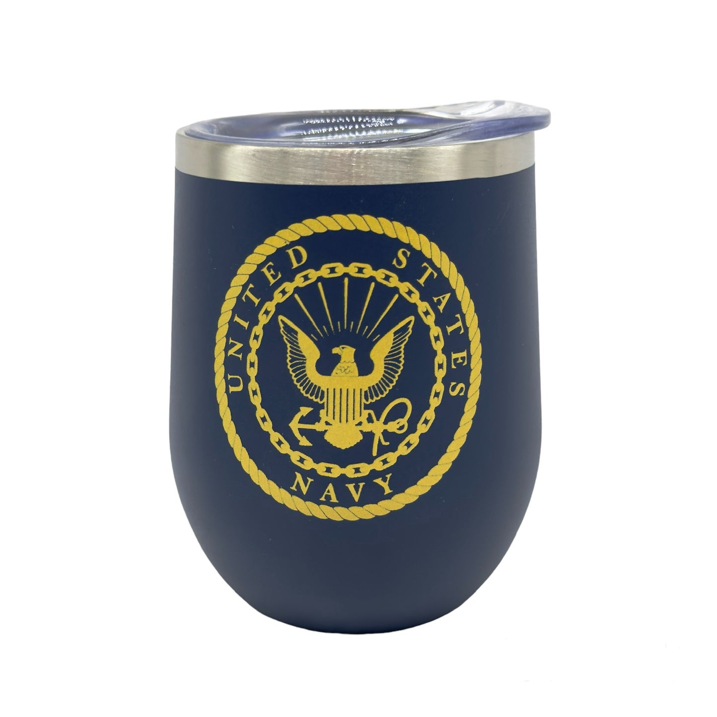 US Navy Stainless Steel Stemless Wine Tumbler 11oz Matte Navy Blue