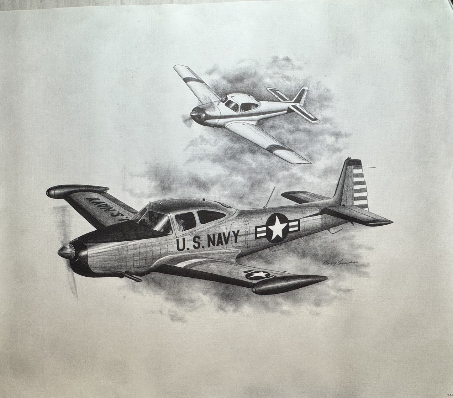 L-17 Ryan Navion Black & White 16" x 20" Print