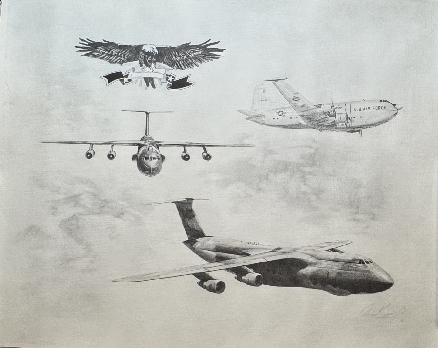 MAC C-5 C-141 and C-124 Black & White 16" x 20" Print