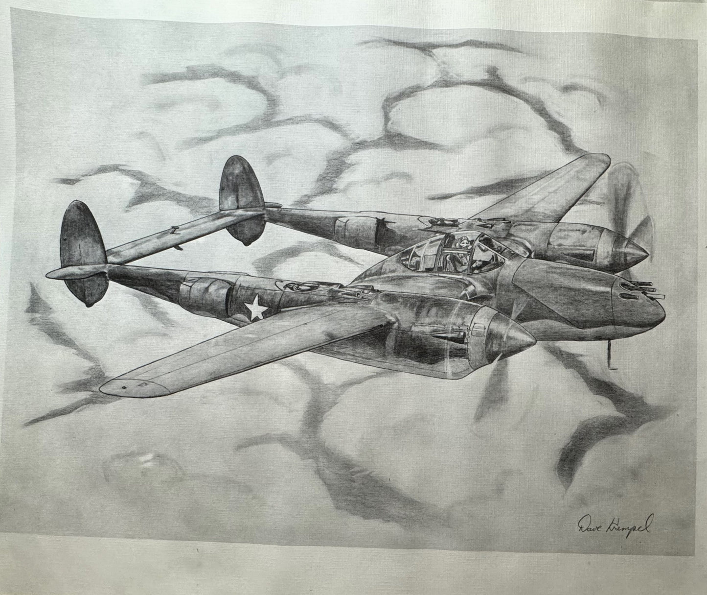 P-38 Lightning #1 Black & White 16" x 20" Print