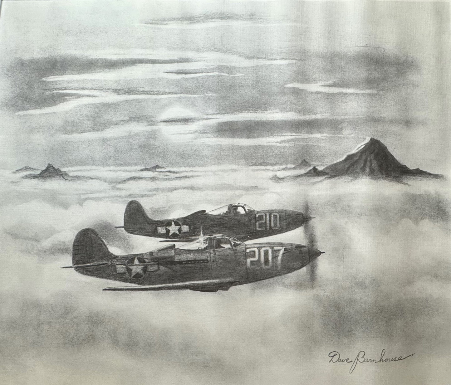 P-39 Aerocobra Black & White 16" x 20" Print