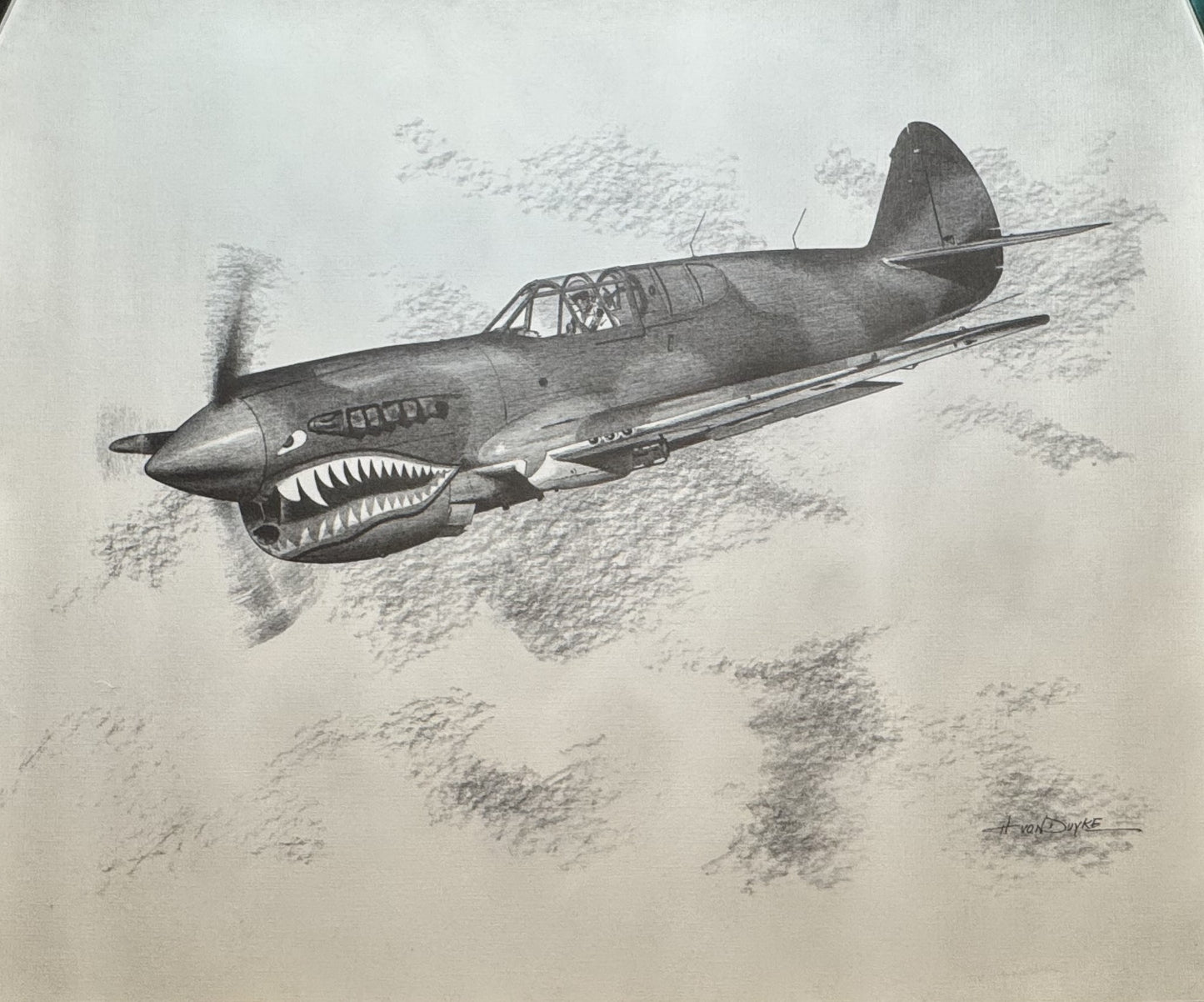 P-40 Warhawk Black & White 16" x 20" Print