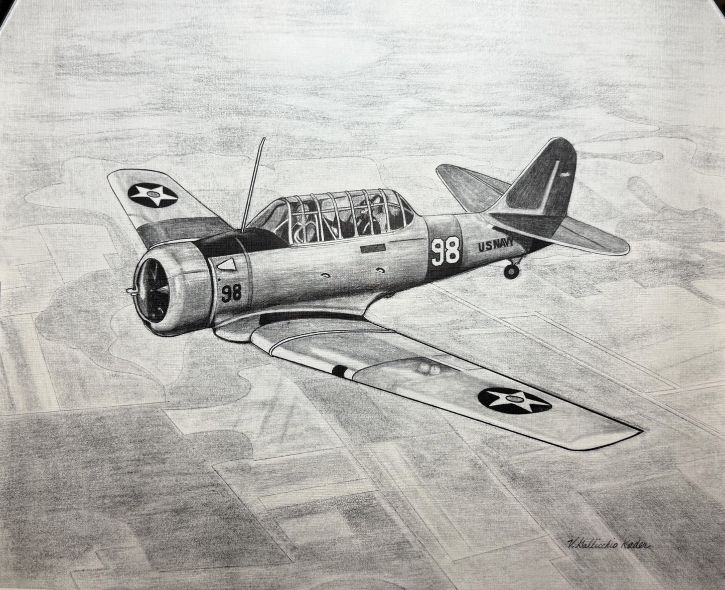SNJ Texan Navy Black & White 16" x 20" Print