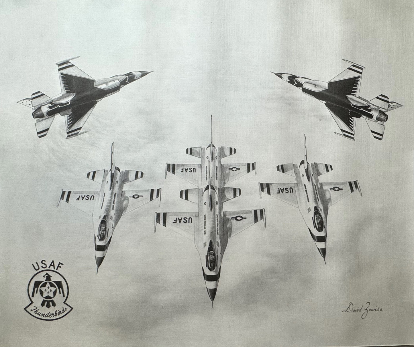 Thunderbirds #2 Black & White 16" x 20" Print
