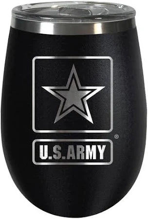 US Army Stainless Steel Stemless Wine Tumbler 11oz Matte Black