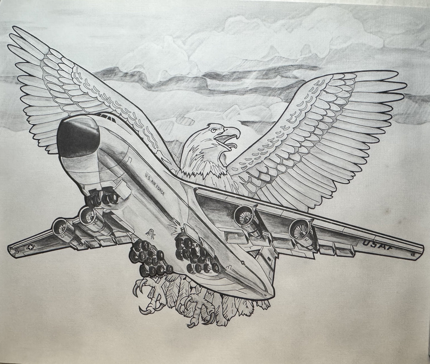 C-5 with Eagle Black & White 16" x 20" Print