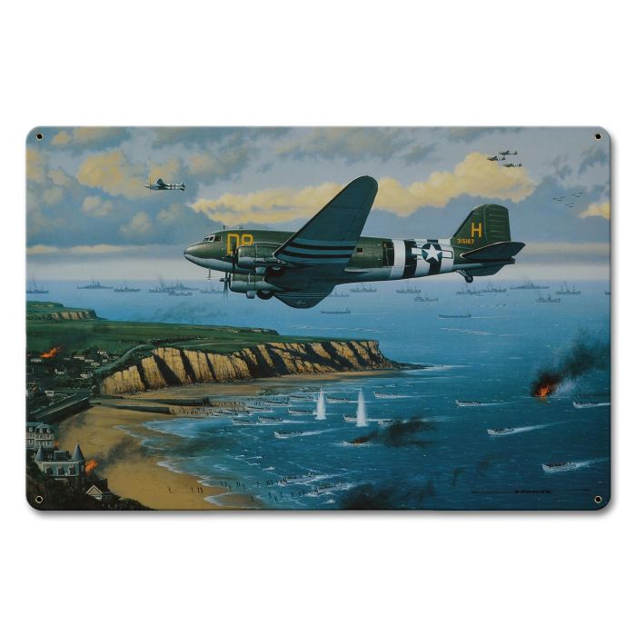 D-DAY INVADERS C-47s over Normandy Metal Sign