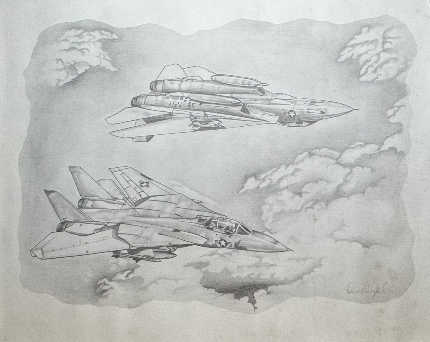 F-14 Tomcat TWINS Black & White 16" x 20" Print