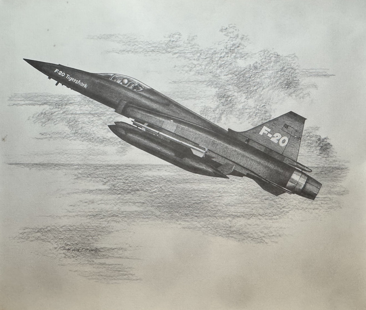F-20 Tigershark Black & White 16" x 20" Print