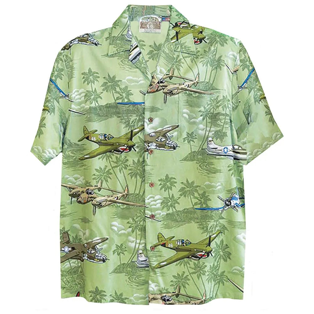 Green WWII Hawaiian Shirt