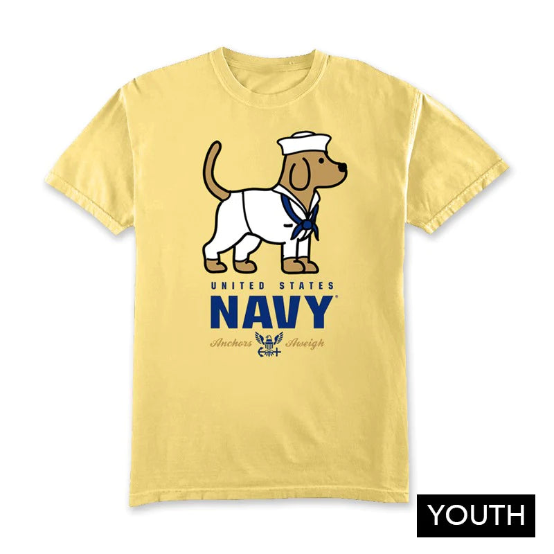 Navy Pup T-shirt Yellow Youth