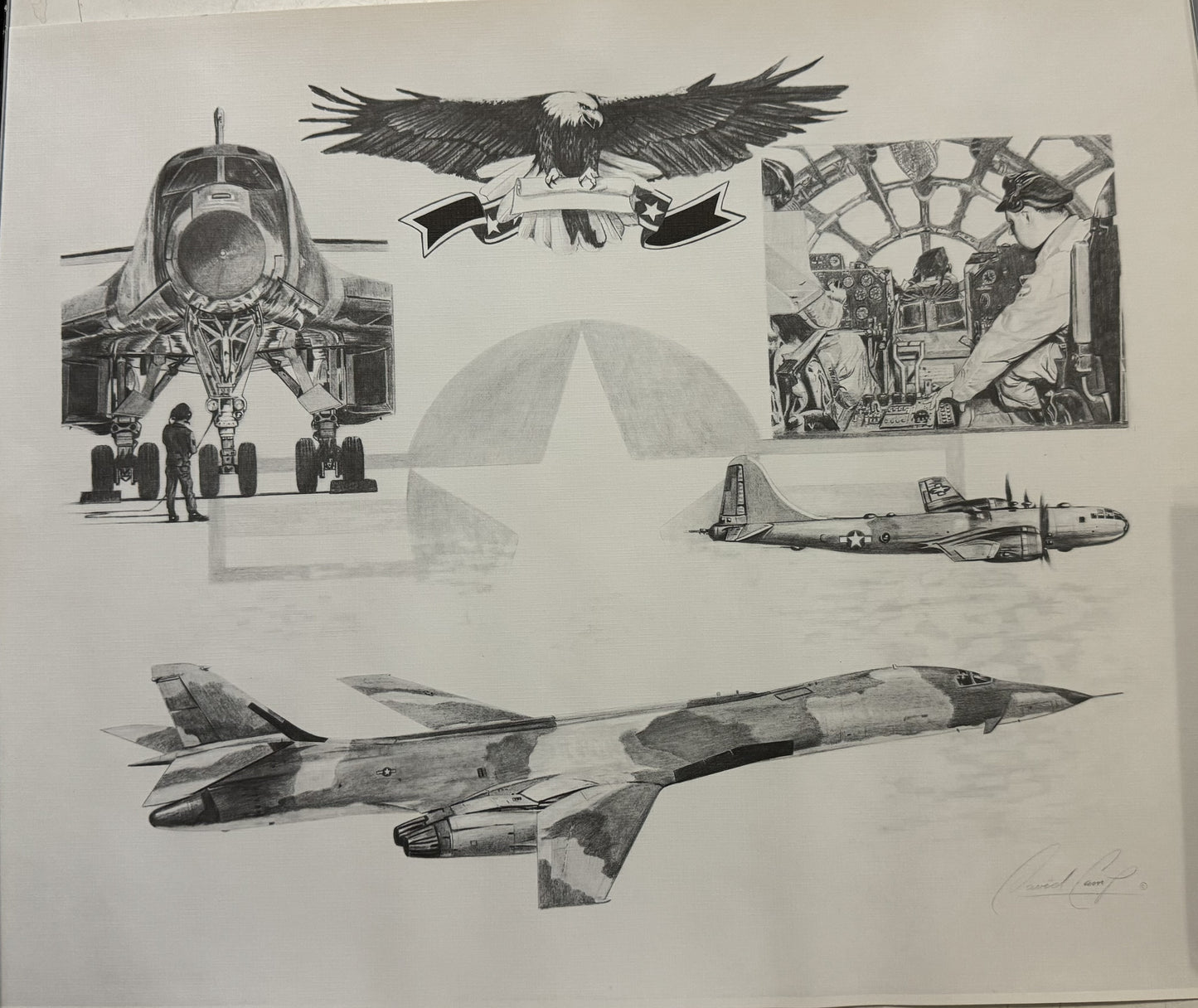 SAC #1 Black & White 16" x 20" Print B-1 Bomber