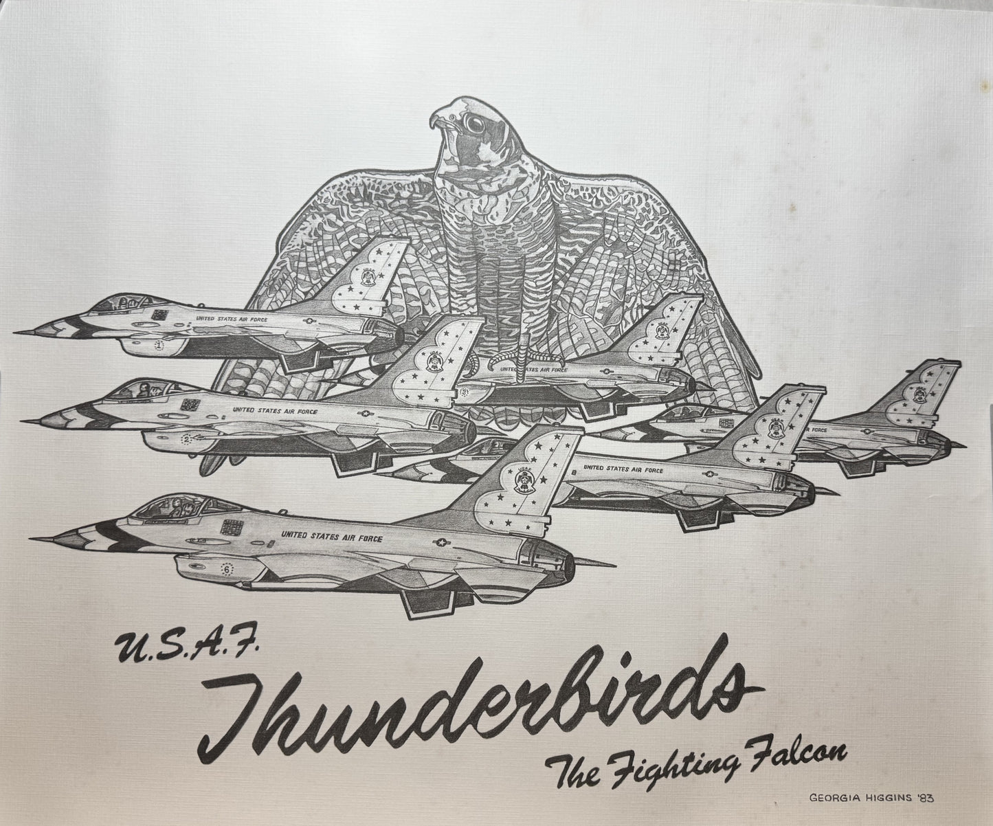 Thunderbirds #1 The Fight Falcon Black & White 16" x 20" Print