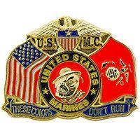 USMC Devil Dog, These Colors Don't Run Pin