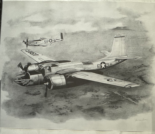 A-26 Invader  Black & White 16" x 20" Print