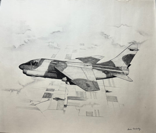 A-7 Corsair II Black & White 16" x 20" Print