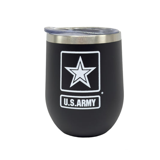 US Army Stainless Steel Stemless Wine Tumbler 11oz Matte Black