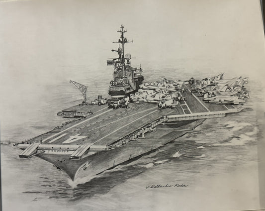 CV-41 Midway Black & White 16" x 20" Print