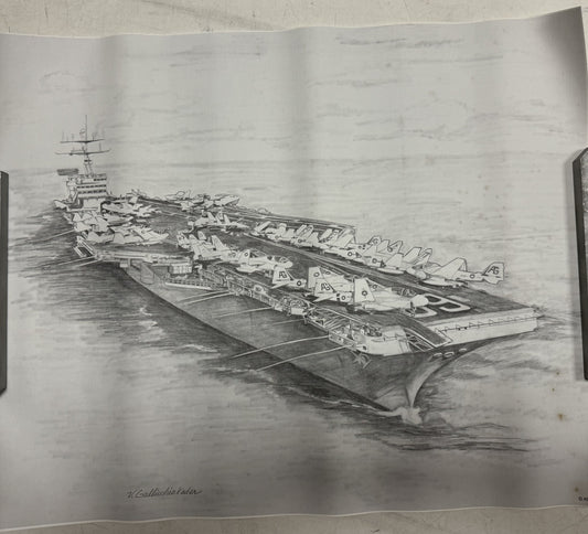 CVN-69 DDE USS Dwight D. Eisenhower Black & White 16" x 20" Print