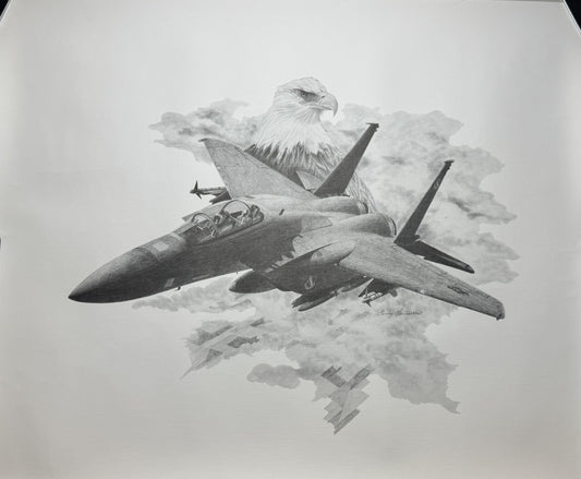 F-15 Eagle #3 Black & White 16" x 20" Print
