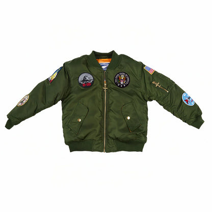 Youth Toddler Green MA-1 Flight Jacket with Patches