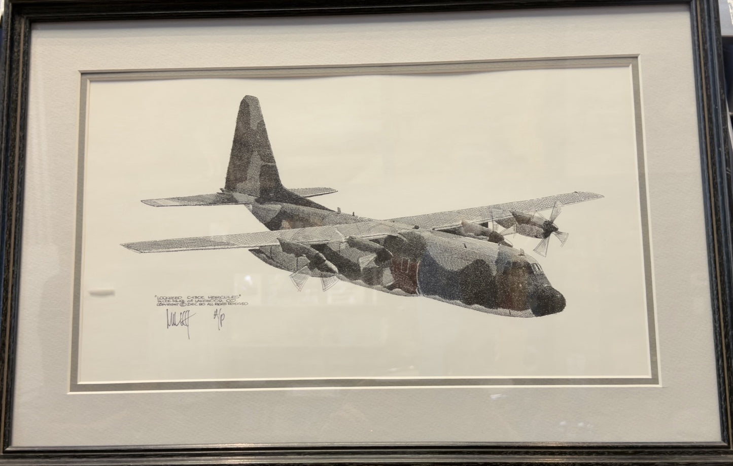 Lockheed C-130E Hercules framed signed picture