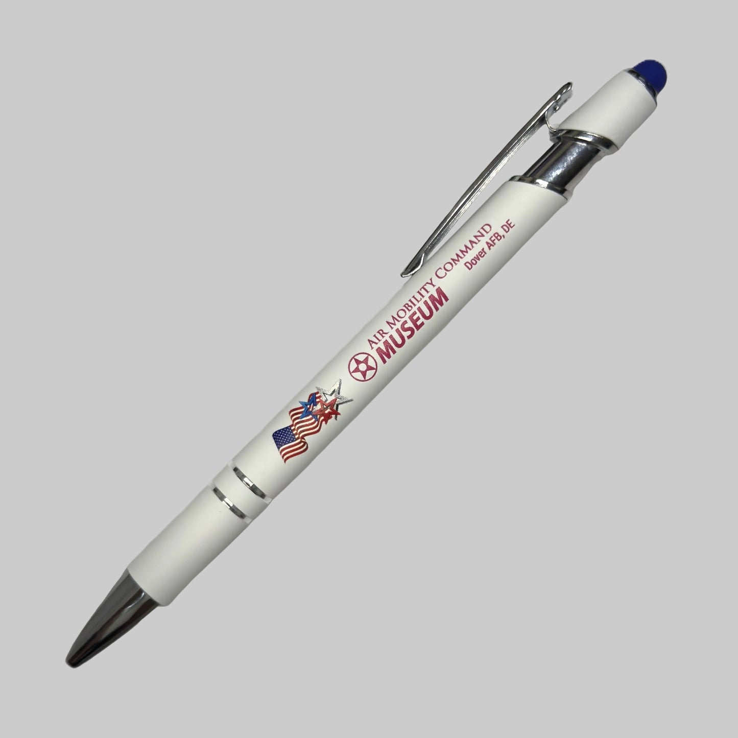 White Pen with Red imprint Flag with stars