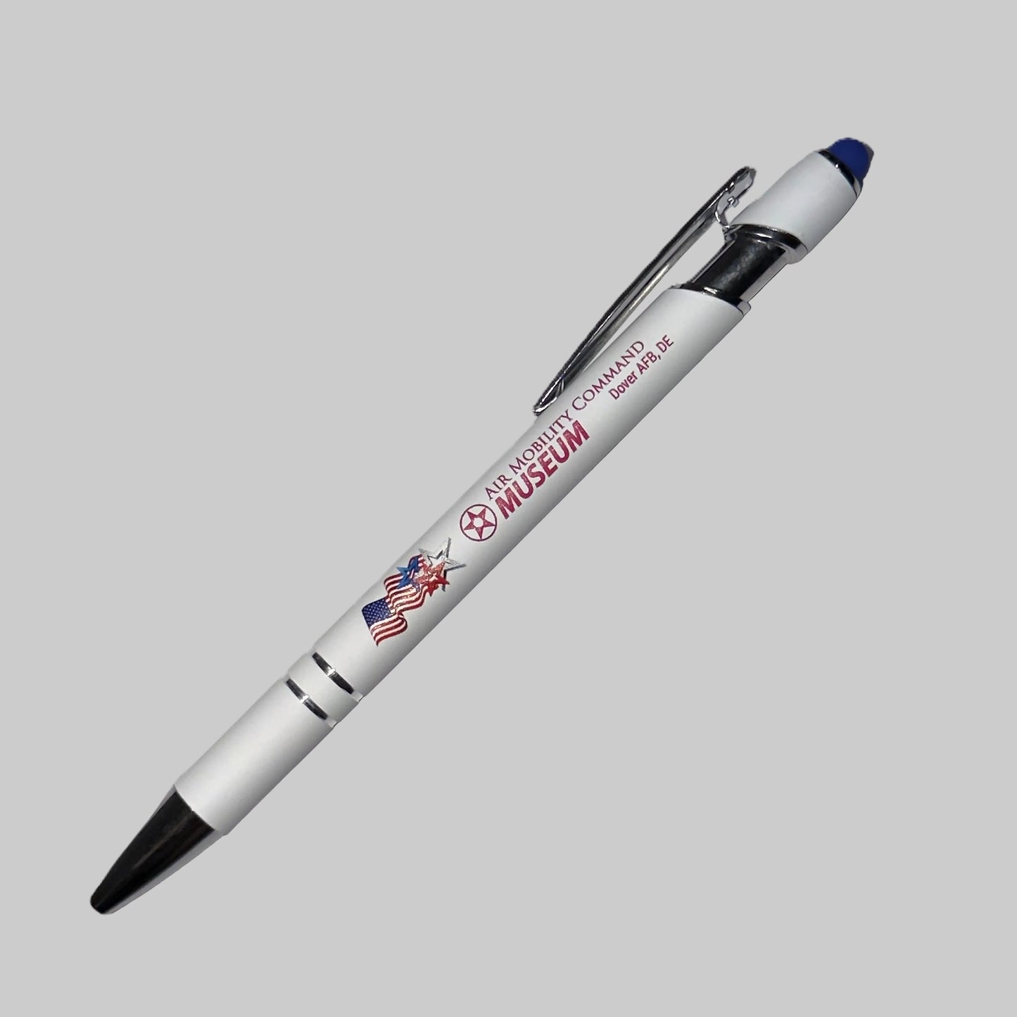 White Pen with Red imprint Flag with stars
