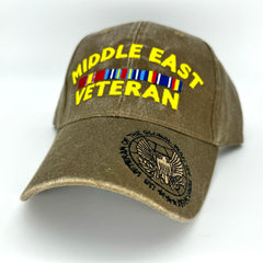 Middle East Veteran Cap with Ribbons - Washed Cotton - Coyote