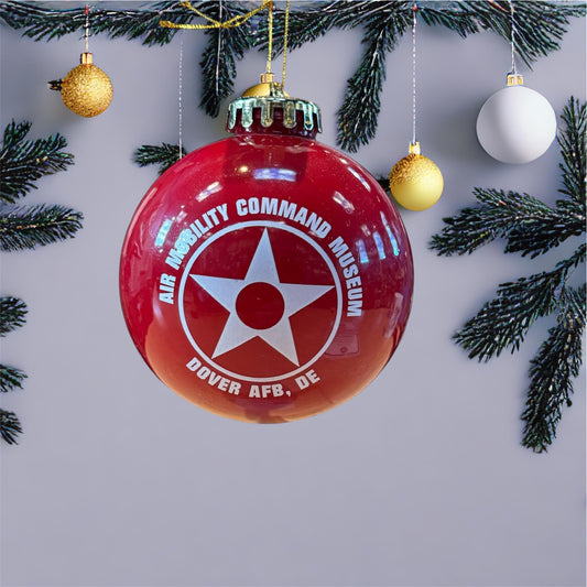 Air Mobility Command Round Ornament Red