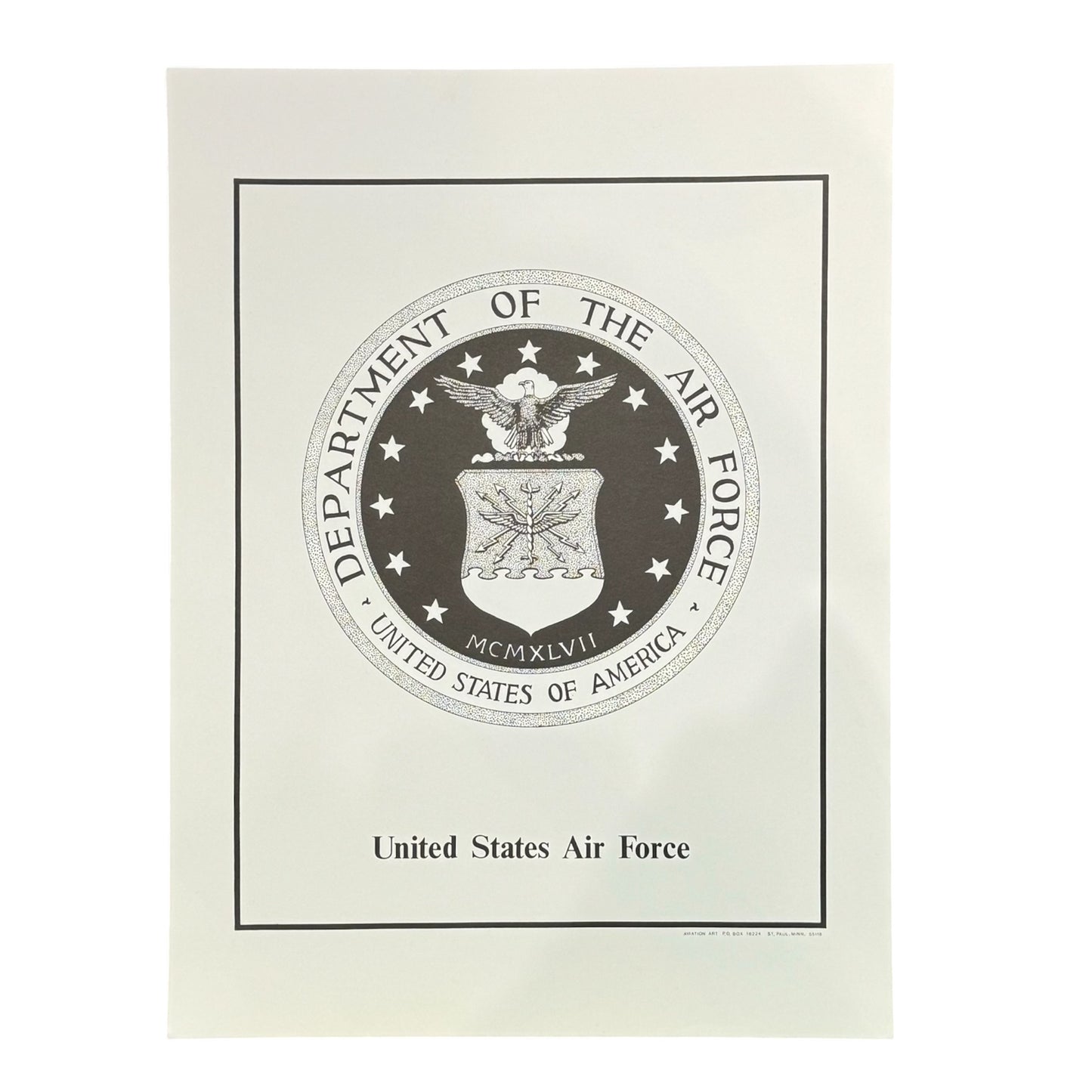 12" X 16" US Air Force Logo Black & White