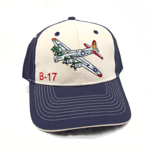 B-17 Flying Fortress Embroidered Hat Blue and Tan