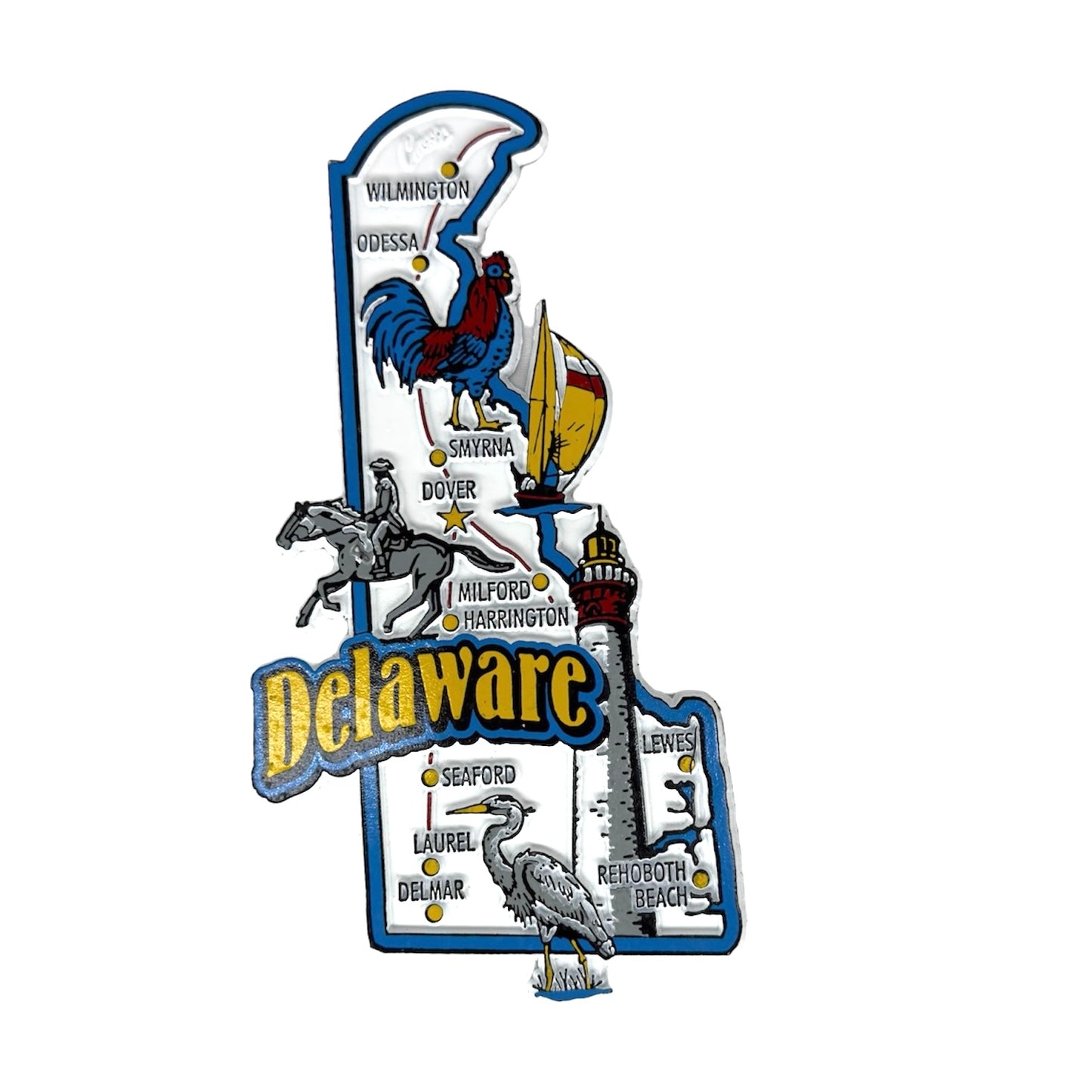 Delaware Magnet State map with Chicken