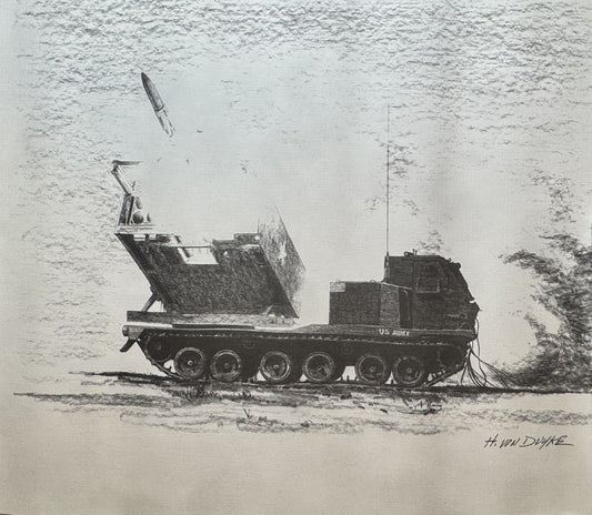 MRLS Multiple Launch Rocket System Black & White 16" x 20" Print