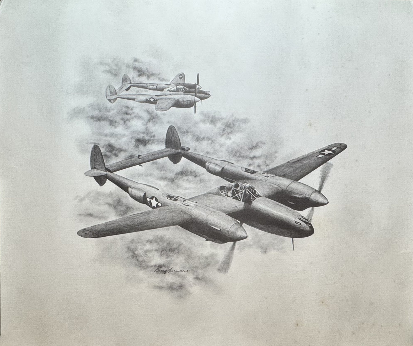 P-38 #2 Black & White 16" x 20" Print